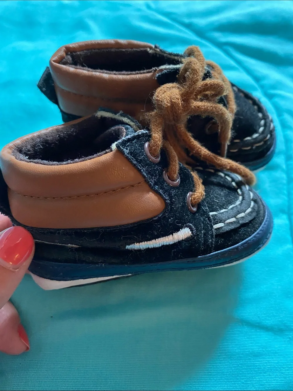 Toddler Lace-Up Canvas Walkers in Black & Beige